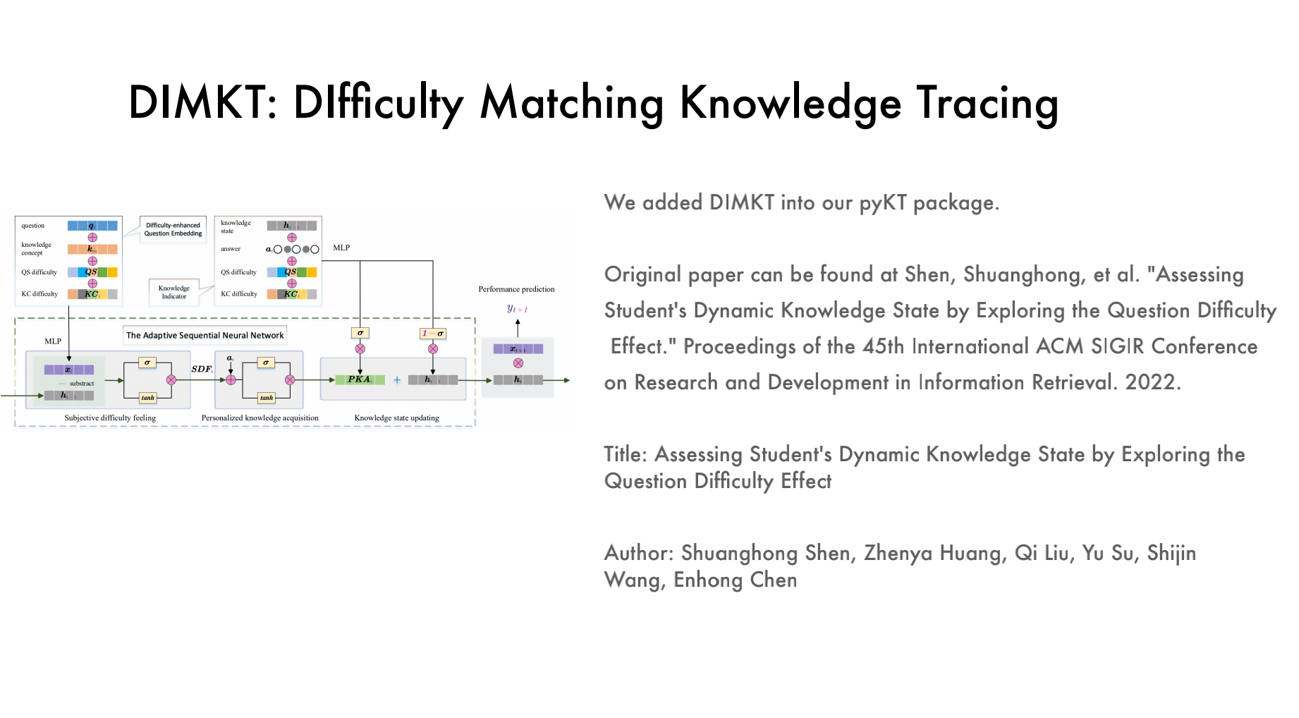 DIMKT: DIfficulty Matching Knowledge Tracing